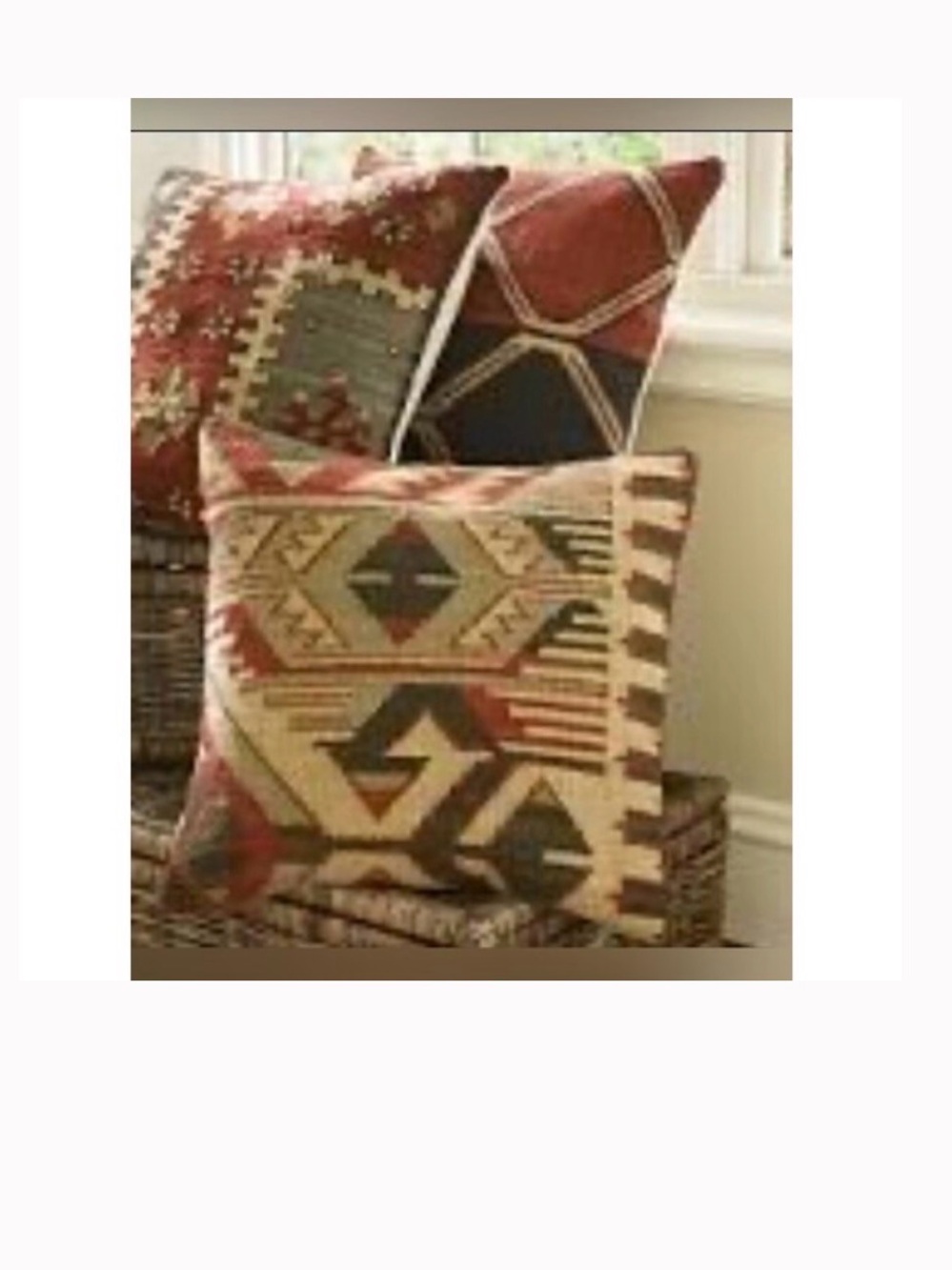 NWT Vintage Pottery Barn Kamina Tribal Kilim Pillow Cover, 18”, 2007 Rare #1